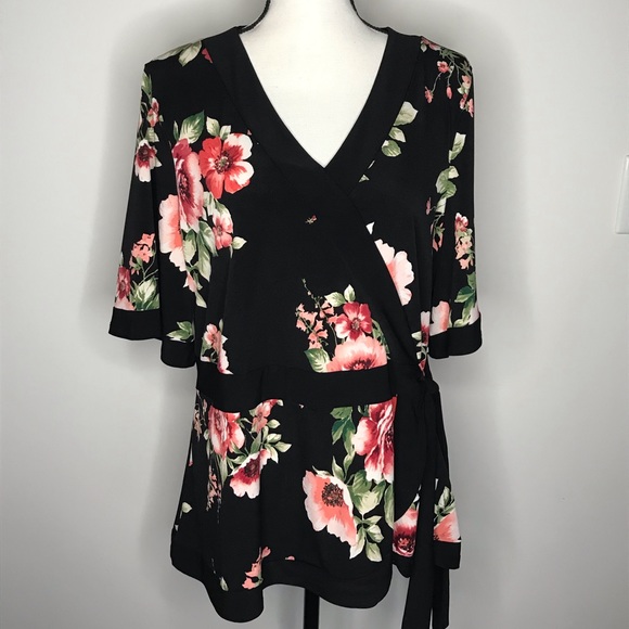 Tops - Black floral top